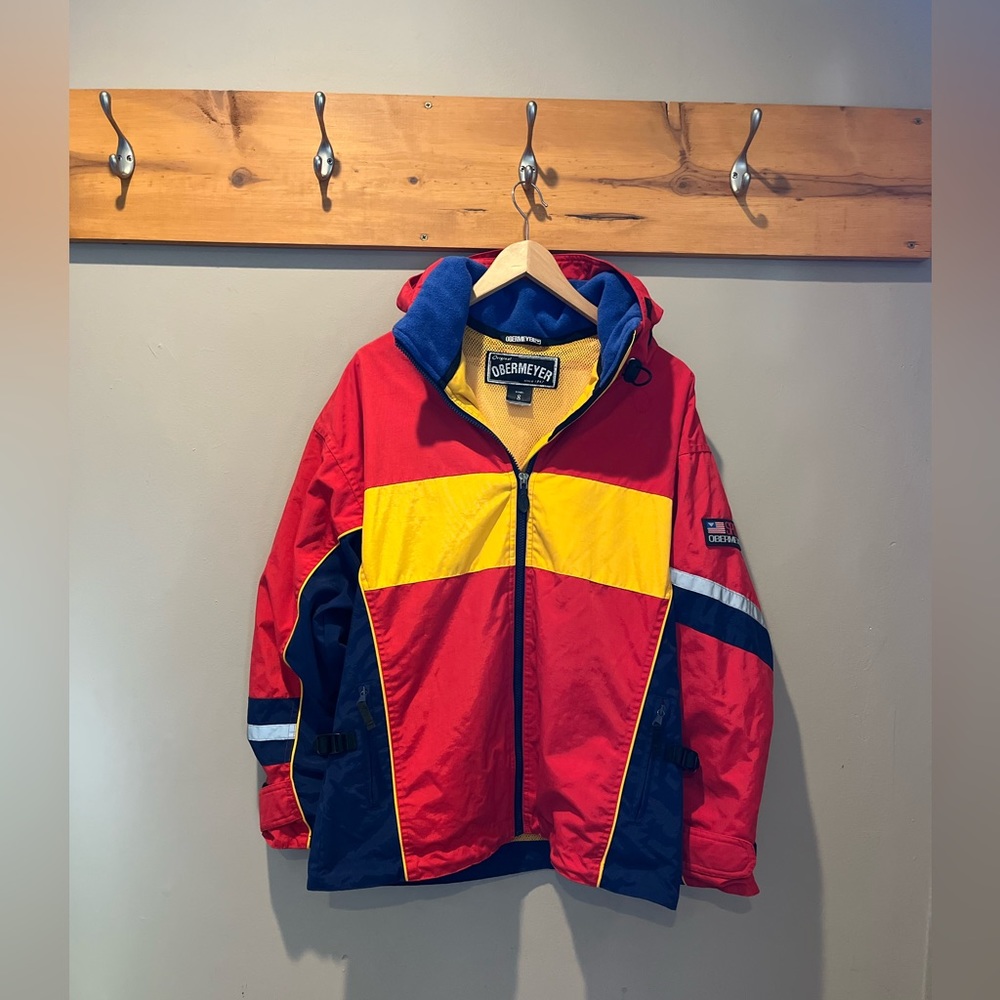 Vintage 90s Obermeyer Sport Women's Ski Jacket Lined Size 8 Red Yellow B…